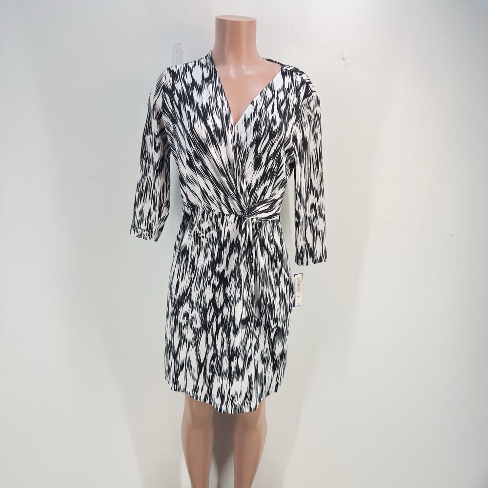 Peter Nygard Women's Dress Black/ White Knotted Front  PET M NEW WITH TAG - Picture 3 of 17